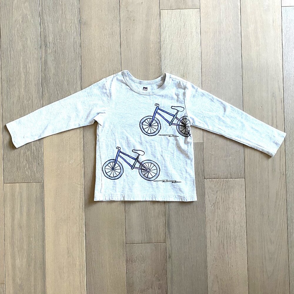 Tea Collection Long Sleeve Shirt Size 3T with a bicycle design